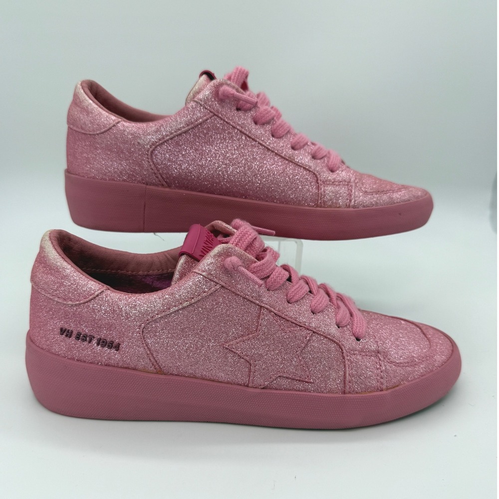 Vintage Havana Sneakers Women 7.5 Pink Glitter Star Patch Low Top Sparkle